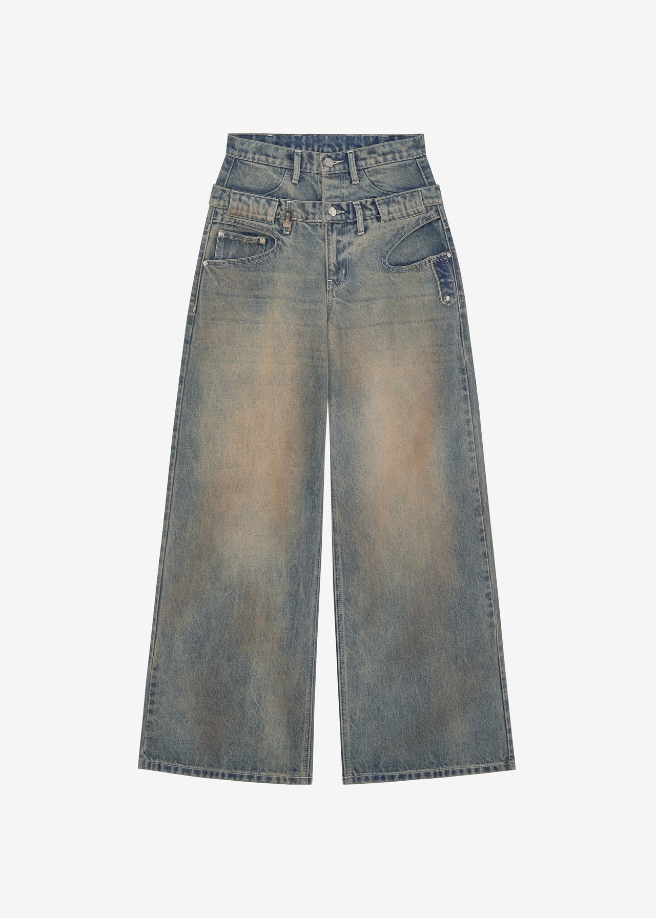 RUSTIC DOUBLE WAIST JEANS